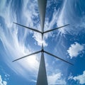 Symmetrical Wind Turbines Against a Dynamic Sky Royalty Free Stock Photo