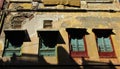 Symmetrical windows in India. Colorful windows background.