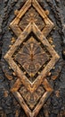 Symmetrical wood pattern on charred tree bark Royalty Free Stock Photo