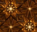 a symmetrical wooden flower pattern with a central light source, creating an ornate and detailed design Royalty Free Stock Photo