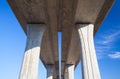 Architecture lines under the higway bridge. Royalty Free Stock Photo
