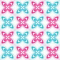 Symmetry 4 petals flowers seamless pattern with 2 color pink and blue