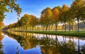 Symmetry reflection on the autumn river Royalty Free Stock Photo