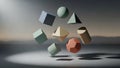 And symmetry showcasing basic 3D forms in a digital or hypothetical environme Royalty Free Stock Photo