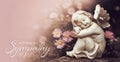 Sympathy card with angel and flowers Royalty Free Stock Photo