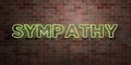 SYMPATHY - fluorescent Neon tube Sign on brickwork - Front view - 3D rendered royalty free stock picture