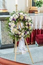 Sympathy Wreath at a funeral in a church Royalty Free Stock Photo