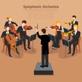 Symphonic orchestra vector illustration Royalty Free Stock Photo