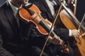 Symphonic string orchestra performing on stage