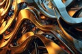 symphony of abstract forms and textures on a metallic background, representing the fusion of art and technology Royalty Free Stock Photo