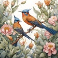 Deco Botanical Symphony: Avian Grace