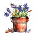 A Symphony of Blue: Capturing the Beauty of Bluebells in Watercolor AI Generated Royalty Free Stock Photo