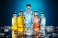 A symphony of color as cocktail bottles share space with shimmering ice