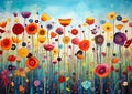 Symphony of Color: A Vibrant Abstract Landscape of Poppies, Gras