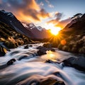 Sunset Serenade: Sutherland Falls, New Zealand