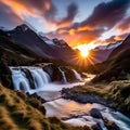 Sunset Serenade: Sutherland Falls, New Zealand