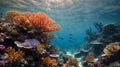 The symphony of coral reefs and colorful fishes