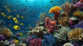 The symphony of coral reefs and colorful fishes