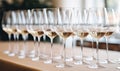 A Symphony of Elegance: A Mesmerizing Display of Wine Glasses on a Table Royalty Free Stock Photo