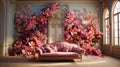 Symphony of flowers and shades on the wall, like a magical sight, created by skill and inspirat