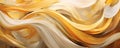 symphony of flowing ribbons in vibrant shades of gold, silver, and bronze, elegantly dancing across an abstract panorama