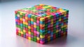 A Symphony of Hues A Multifaceted Cube Composed of Vibrant Blocks Generative AI