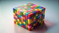 A Symphony of Hues A Multifaceted Cube Composed of Vibrant Blocks Generative AI