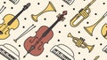 Symphony Instruments Pattern Vector Design, vector design Generative AI Royalty Free Stock Photo