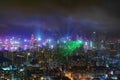 Symphony of lights show in Hong Kong Downtown, Republic of China. Financial district and business centers in technology smart city Royalty Free Stock Photo