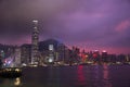 Symphony of Lights is the spectacular light and sound show at Victoria Harbour in evening time in Hong Kong, China Royalty Free Stock Photo