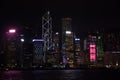 Symphony of Lights is the spectacular light and sound show at Victoria Harbour in evening time in Hong Kong, China Royalty Free Stock Photo