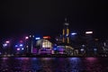 Symphony of Lights is the spectacular light and sound show at Victoria Harbour in evening time in Hong Kong, China Royalty Free Stock Photo