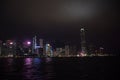 Symphony of Lights is the spectacular light and sound show at Victoria Harbour in evening time in Hong Kong, China Royalty Free Stock Photo