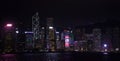 Symphony of Lights is the spectacular light and sound show at Victoria Harbour in evening time in Hong Kong, China Royalty Free Stock Photo