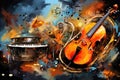 symphony of musical notes and instruments on an abstract background, harmoniously blending sound Royalty Free Stock Photo