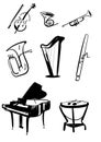 Symphony Orchestra Instruments Hand Drawn Vectors