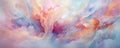 symphony of pastel hues blending and diffusing, forming an ethereal and dreamlike abstract composition panorama