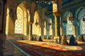 Symphony of prayers echoes through the grand halls of mosques, Generative AI