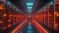 A symphony of server technology: racks glowing harmoniously in modern facility Royalty Free Stock Photo