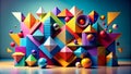 A Symphony of Shapes Exploring the Dynamic Interplay of Geometric Forms Generative AI Art Royalty Free Stock Photo