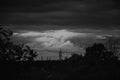 Symphony of sky, hills, trees and clouds and sky, dark sky