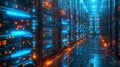A symphony of technology: server room filled with glowing racks in perfect harmony Royalty Free Stock Photo