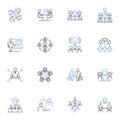 Symposium line icons collection. Conference, Discussion, Seminar, Panel, Forum, Colloquium, Roundtable vector and linear