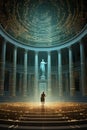 A symposium on sacred digital principles discussing the impact of pantheon data and ethereal code on modern spirituality