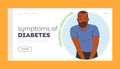 Symptom Of Diabetes Landing Page Template. Male Character Suffering of Increased Urination, Vector Illustration