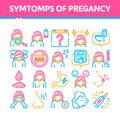 Symptomps Of Pregancy Element Vector Icons Set