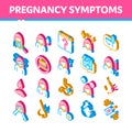 Symptomps Of Pregnancy Element Vector Isometric Icons Set