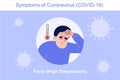 Symptoms of Coronavirus COVID-19 novel. Coronavirus protection concept. Fever or high temperature. Infographics vector