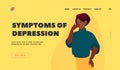 Symptoms of Depression Landing Page Template. Upset Girl in Bad Mood, Grief or Sadness. Unhappy Young Crying Woman Royalty Free Stock Photo