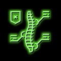 symptoms scoliosis neon glow icon illustration